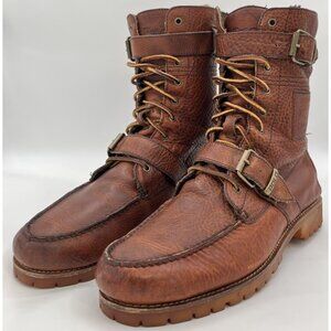 Polo Ralph Lauren Radbourne Brown Leather Combat Biker Boots Men’s Size 12D